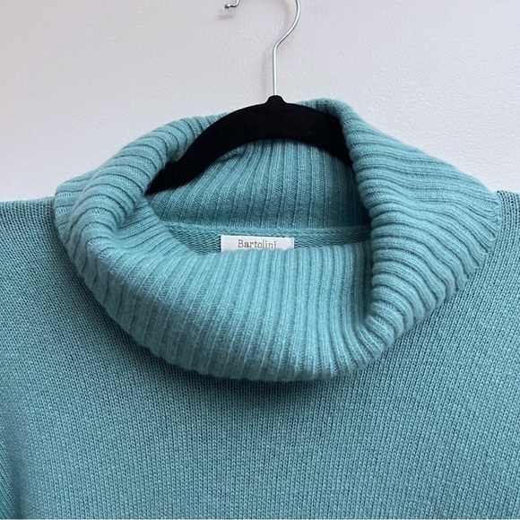 Bartolini Women’s Small Teal Cashmere Wool Blend Cowl Neck Popover Sweater - Picture 3 of 7